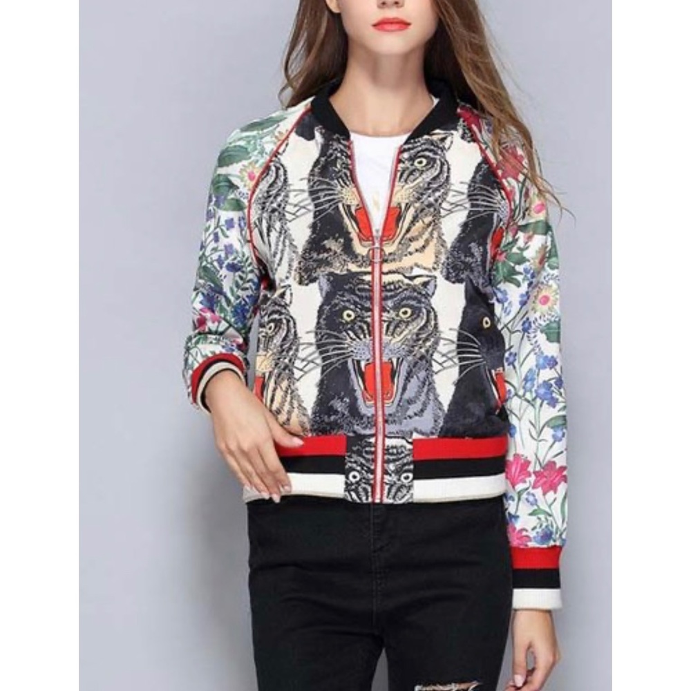 Bomber jacket patchwork embroidery